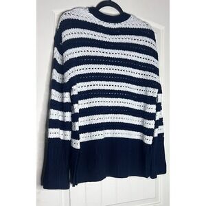 GAP Fisherman  , Coastal Striped Blue And White Sweater Size S  Tall 100% Cotton